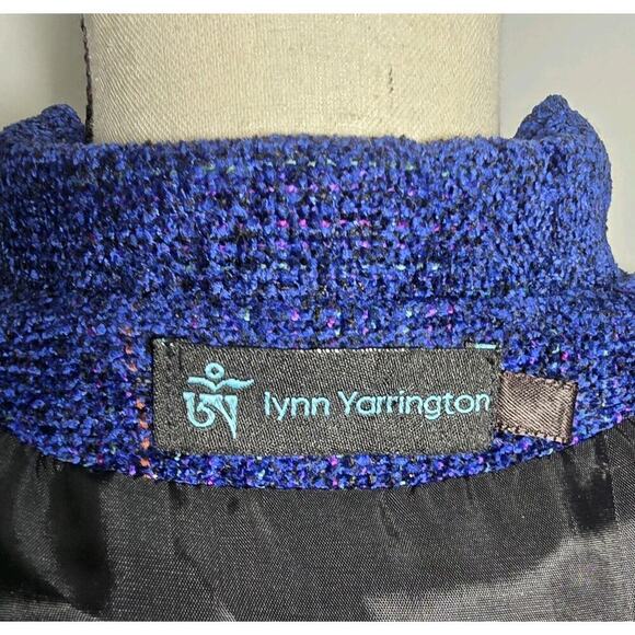Lynn Yarrington Vest Womens S Blue/Purple Chenille Button Front Hand Woven Lined - Picture 8 of 8